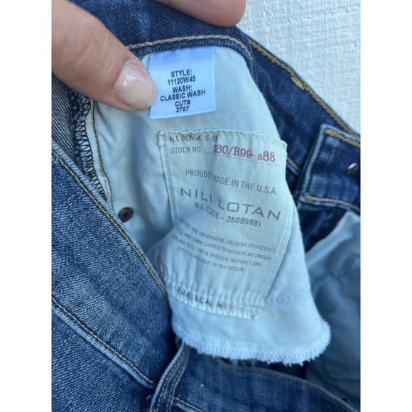 Nili Lotan London Women's Cropped Wide Leg Jeans Size 27 Distressed Denim - Picture 6 of 7